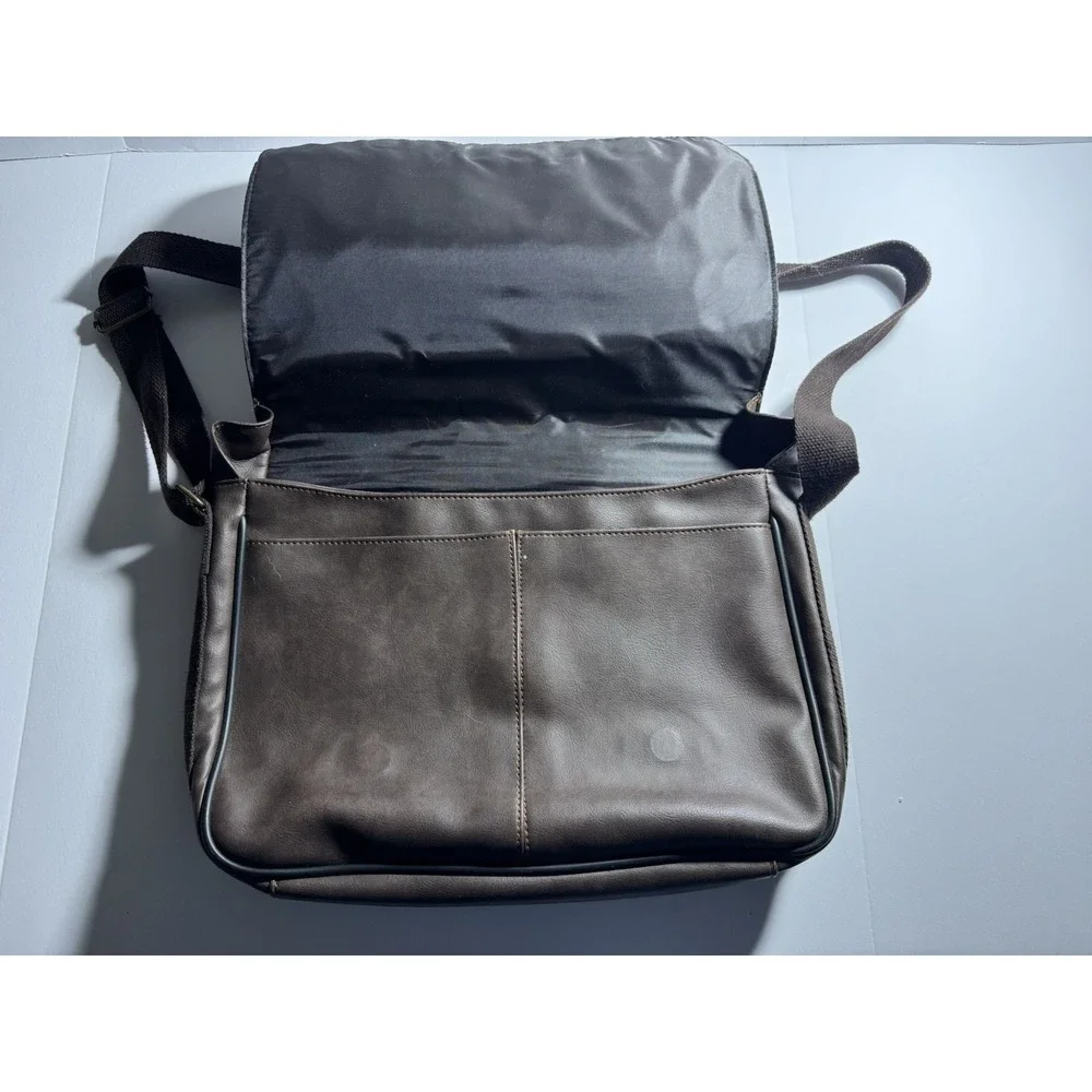 Debco Messenger Bag Mens Brown Faux Leather Laptop Crossbody Professional B1633‎